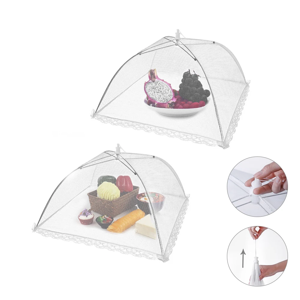 Foldable Food Mesh Cover Fly Anti Mosquito Pop-Up Food Cover Umbrella Meal Vegetable Fruit Breathable Cover Kitchen Accessories