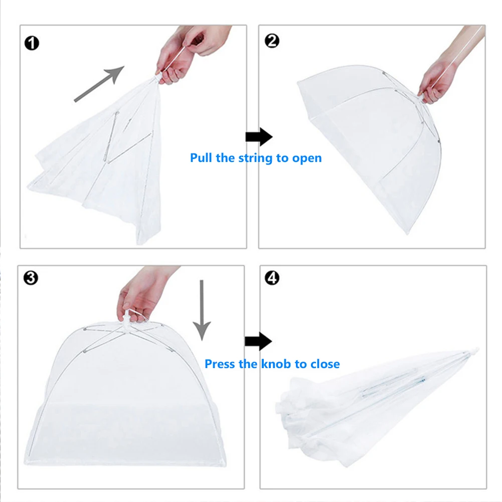 Foldable Food Mesh Cover Fly Anti Mosquito Pop-Up Food Cover Umbrella Meal Vegetable Fruit Breathable Cover Kitchen Accessories